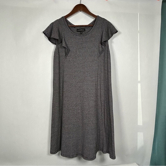 Lane Bryant Gray Striped Midi Dress - Picture 1 of 8